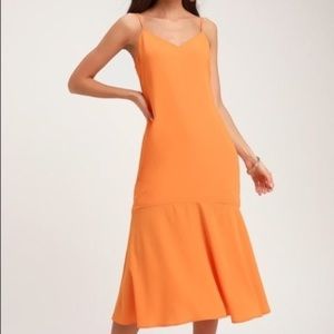 Lulus Lovely Lillies Midi Dress Orange Size XL